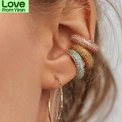 Bohemian Crystal Fake Cartilage Earring Multicolor C -Shape Ear Cuff Clips Earrings No Piercing Women Earcuff Ear Accessories