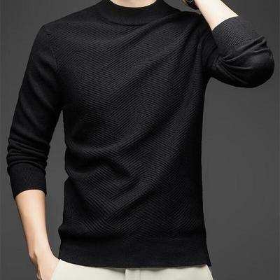 Hengyuanxiang Men's Thickened Semi-High Collar Knit Base Shirt