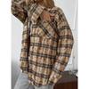 Fashion Long Sleeves Loose Plaid Shirt Autumn Pocket Gingham Shirt Loose Plaid Pocket Shirt