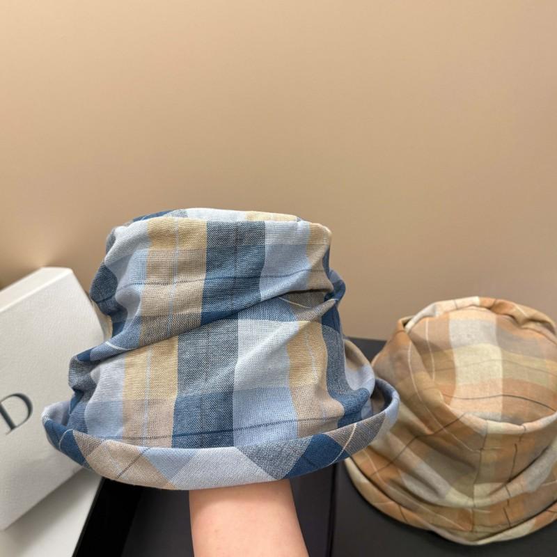 Plaid Irregular Bucket Hat Short Brim Sun Women Outdoor Casual Fashion