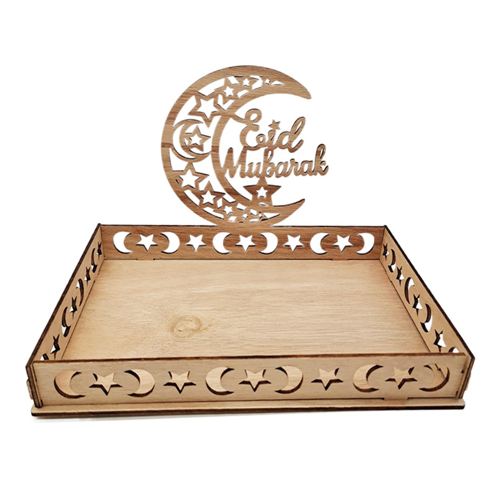 

Ид Мубарак деревянный поднос для еды орнамент исламская мусульманская вечеринка украшение для дома 2022 Рамадан Карим подарки Ид аль Адха поставки E