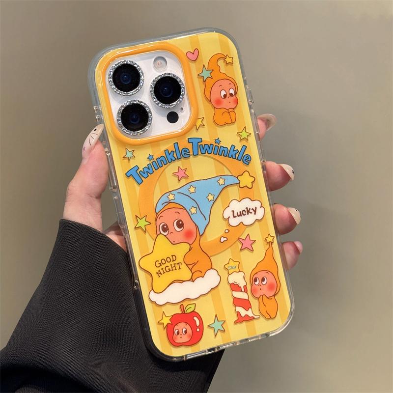 Vtipný Roztomilý Hvězda Dítě Magnetický Kryt na Telefon Pro iPhone 16 Pro 14 15 Pro Max Kryt se Stojánkem Nárazuvzdorný Kreslený Ochranné Kryty