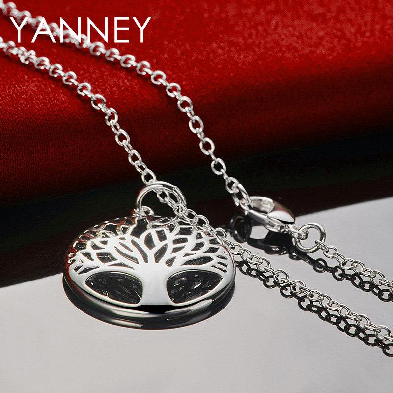 925 Sterling Silver 23MM 16-30 Inches Fine Round Tree of Life Necklace For Women Fashion Charm Wedding Gift Jewelry Accessories