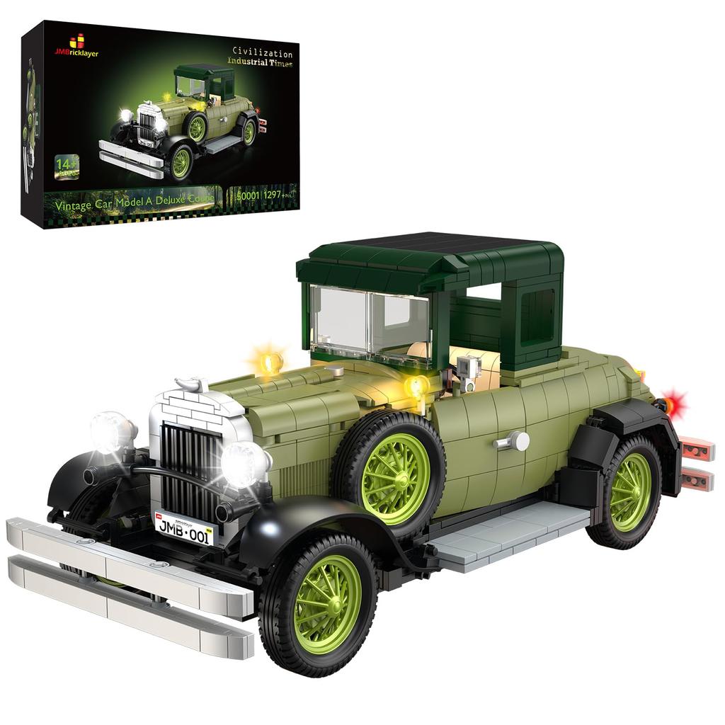 JMBricklayer Retro Car Building Set, Car Building Blocks Set with Lights 50001, Adult Cars Assembly Model Toy, Classic Car Toy, Toy Gift for