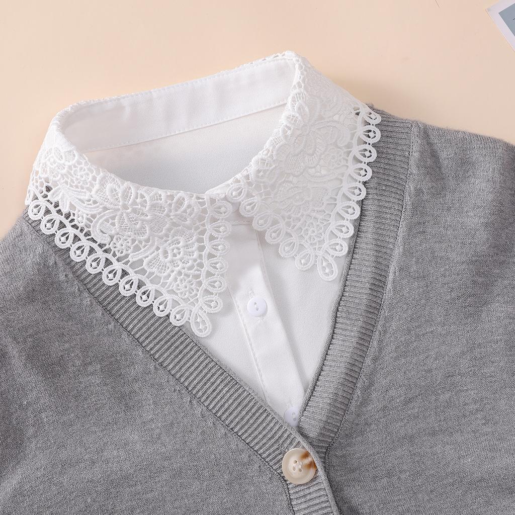 Elegant Monochrome Hollow Fake Collar Women's Stylish Half Shirt Chiffon Dickey Collar Casual Inside False Collar