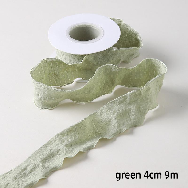 25/40mm 10Yards Candy Color Ribbon Wavy Edge Fishtail Yarn Ribbon for Gift Wrapping DIY Bow Bouquet Cream Style Wrinkled Ribbons
