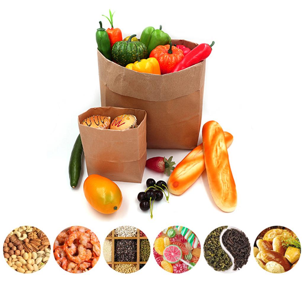 50Pcs Kraft Paper Bags Flat Grease Proof Snacks Cookie Sandwich Food
