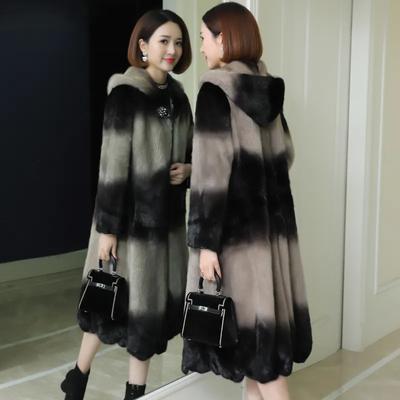 Imitation Mink Fur Coat Women Fur Jacket New Mid-Length High-End Outwear Imitation Mink Fur Coats Ladies Hooded Overcoat Top