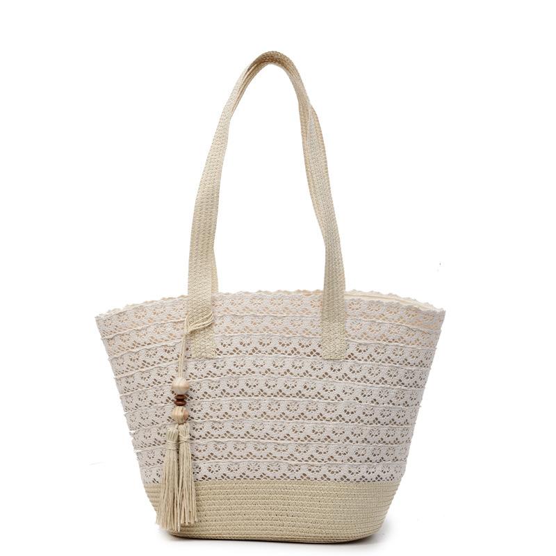 Sommer Strohtasche gewebte Tasche 2025 Strandurlaub Strandtasche große Kapazität Stroh vielseitige Schulter Eimer Tasche