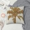 Goldene Palme Faux Metallische Folie Quadratische Kissenhülle Polyester Leinen Samt Bedruckt Reißverschluss Dekorative Kissenhülle Auto Kissenbezug