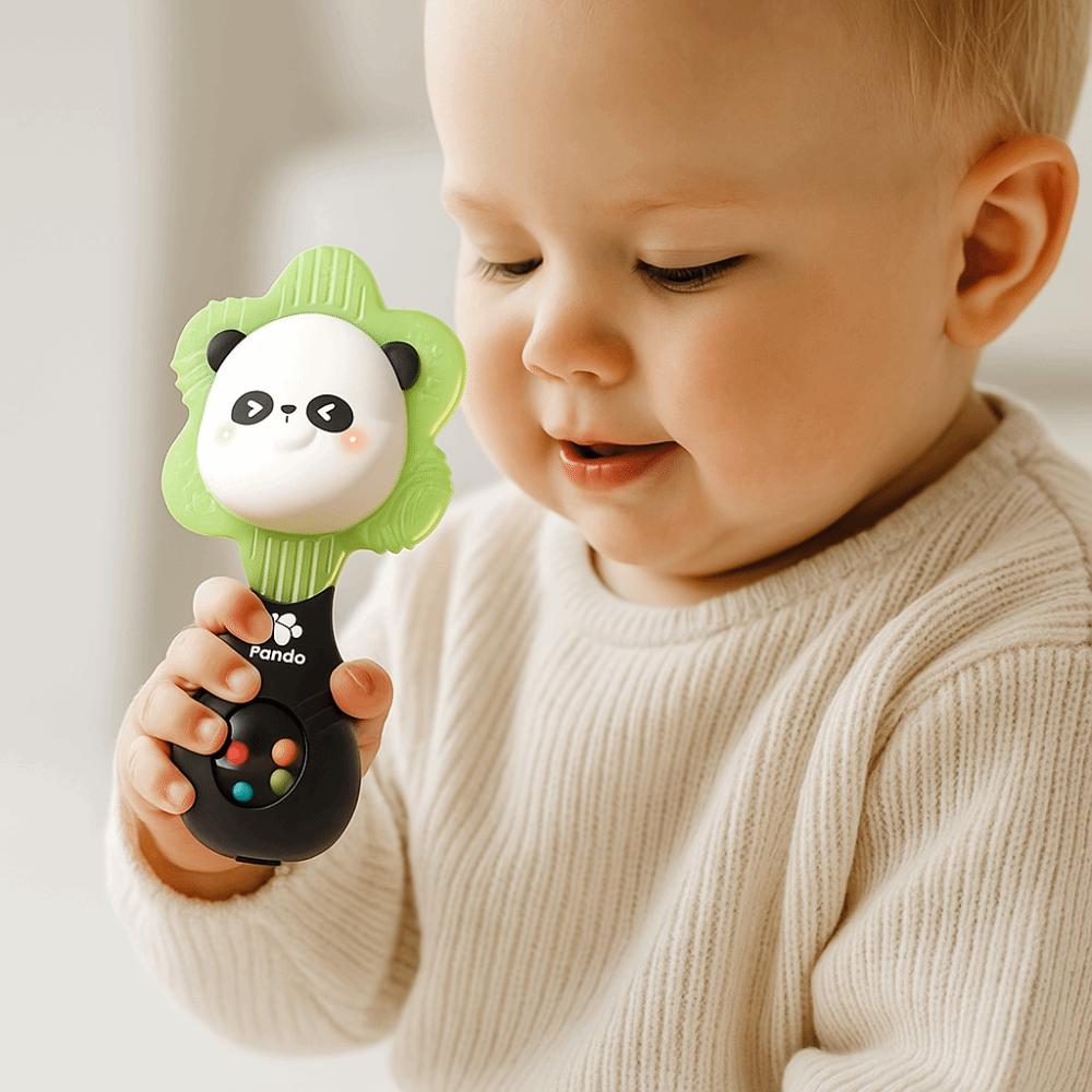 Interactive Music Teether Rattle Toy Chewable Hand Cranked Bell Toys  Birthday Gifts