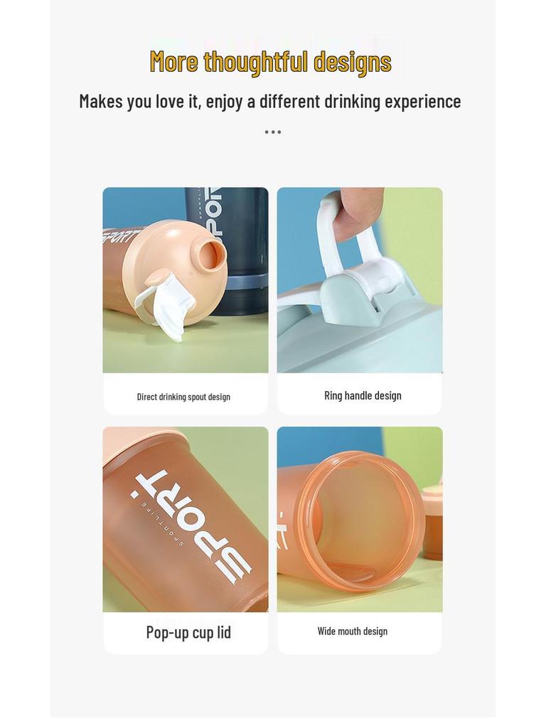 500ml Portable Student Shaker Cup with Scale and Direct Drink Spout