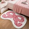 1 Stück Flauschiger Badteppich, Extra Weiche Saugfähige Badematte mit Rosa Schleifendesign, Rutschfest Bequem Getuftet Polyester TPR