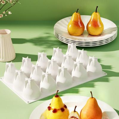 Heat-Resistant 3D Pear Silicone Mold 15 Cavity French Dessert Molds  Pastry