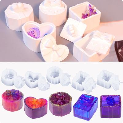 Silicone Mold for Christmas Gift Storage Box Candle Jar Making Mould Jewelry Container Mold Creative Resin Art Supplies