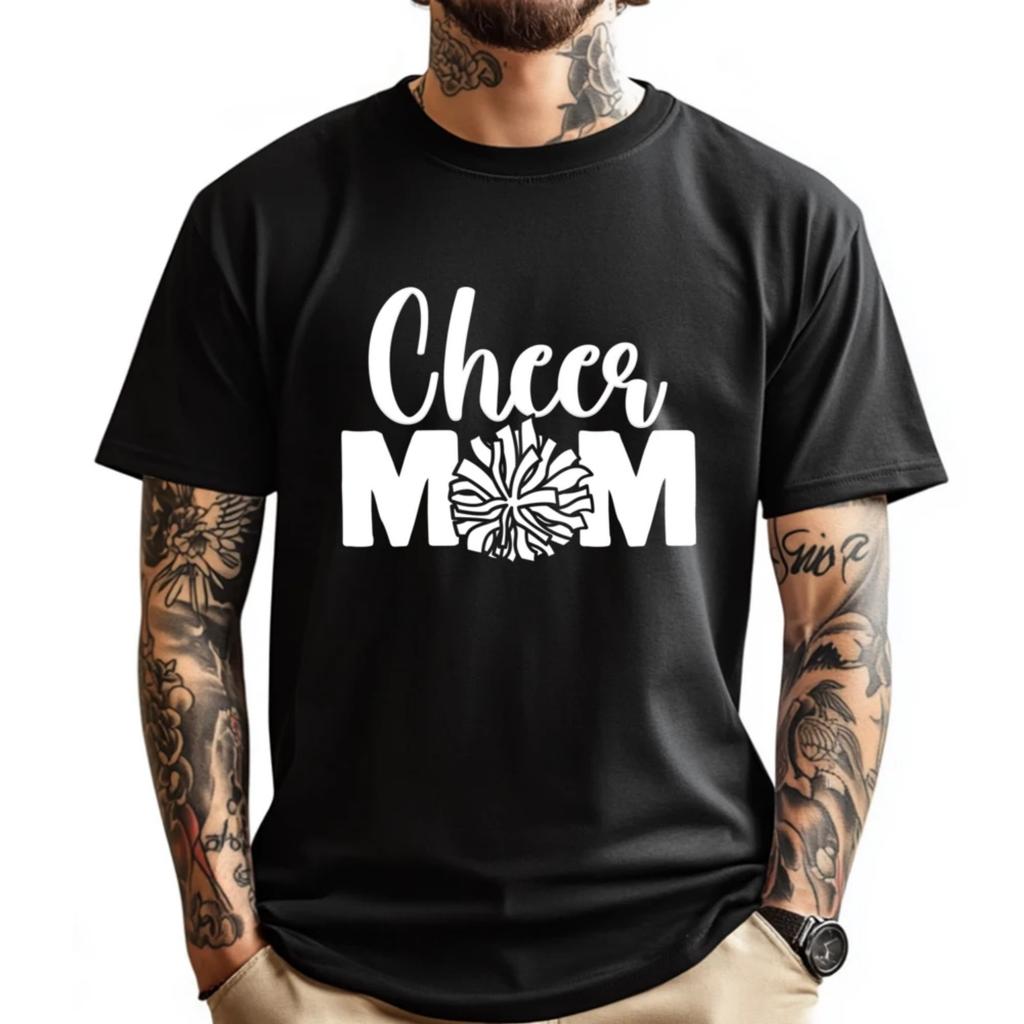 Cheer Mom Cheerleading Mother Of Cheerleader Cheer Mom Harajuku Luxury Designer Mans Short Sleeve Tee Leisure