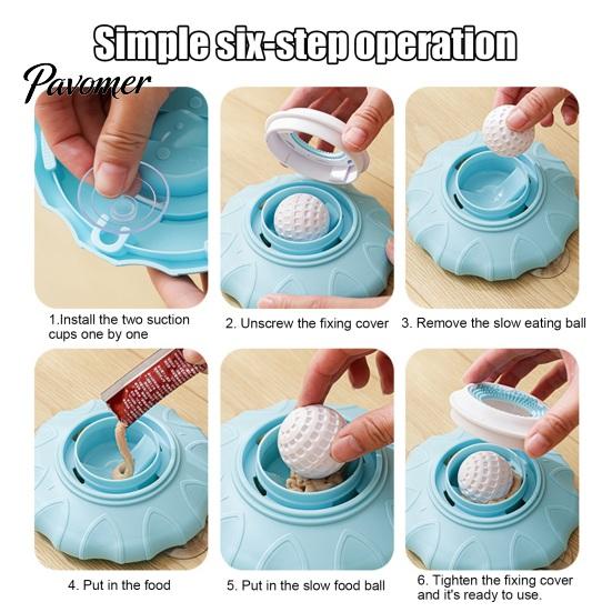 Soft Rubber Pet Feeder Lick Bowl, Slow Bowl with Rotating Ball, Suction Cup Calming Non-slip Dog for Dogs Cats Interactive Feeding Toy