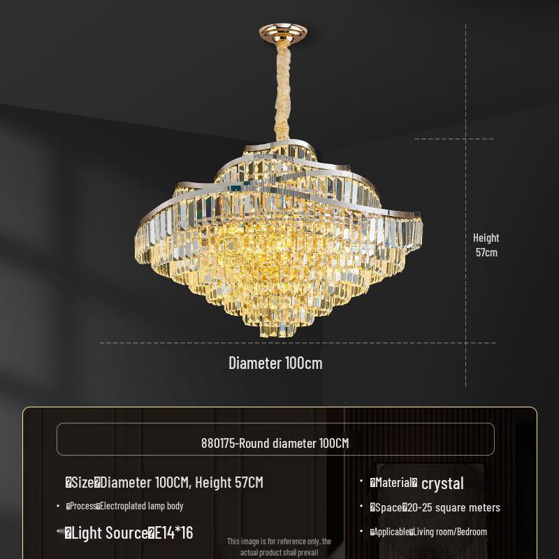 Postmodern Retro Wave Crystal Chandelier for Living Room, Bedroom, or Dining Light - Eye Protection & Atmospheric Design