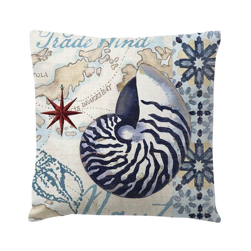 Marine Creatures Sea Horse Turtle Whale Octopus Linen Cushion Cover Pillow Cover