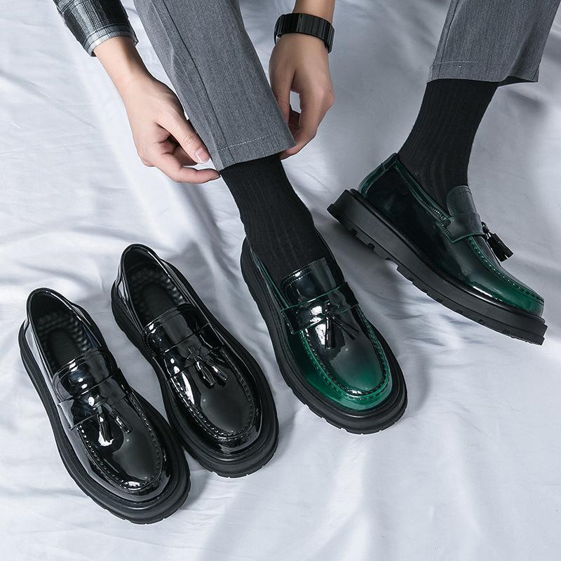 High-end Luxury Leather Shoes, High-end Sense In the UK, Heightened Thick-soled Glossy Casual
