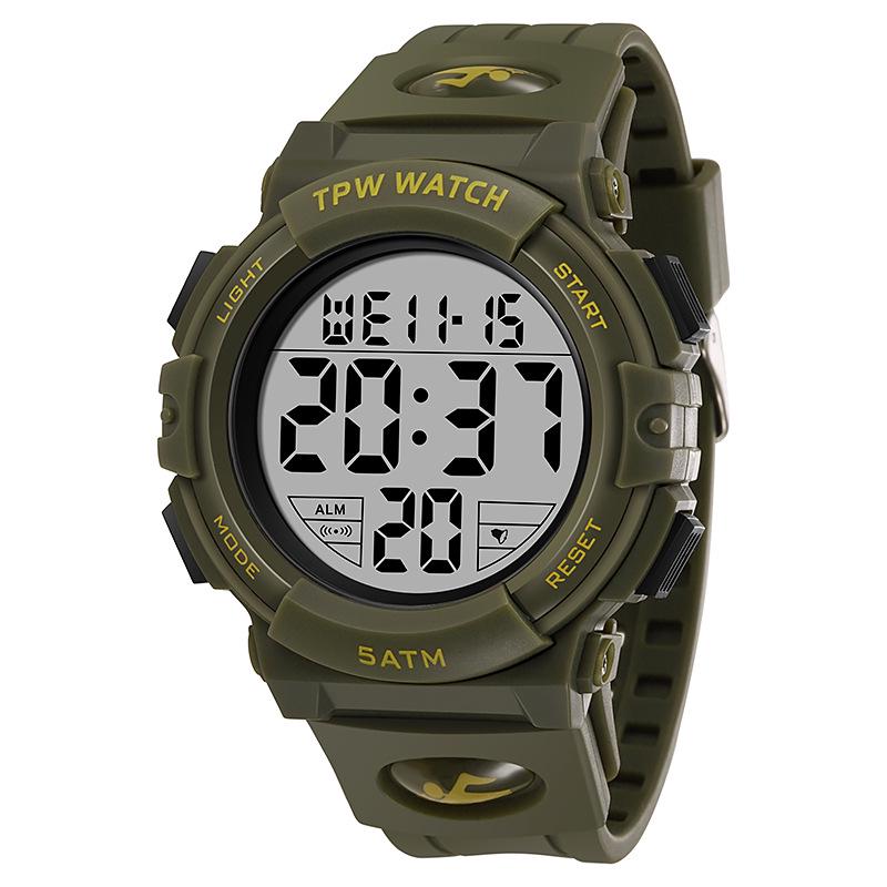 

Men s Multifunctional Waterproof Chronograph Watch with Alarm & Luminous Display оливковий колір