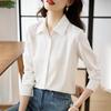 Damen Blusen Hemden 2025 Frühling Langarm Damen Bluse Hemd Büro Dame Umlegekragen Weiß Schwarz Bluse Hemd Damen Oberteile J913