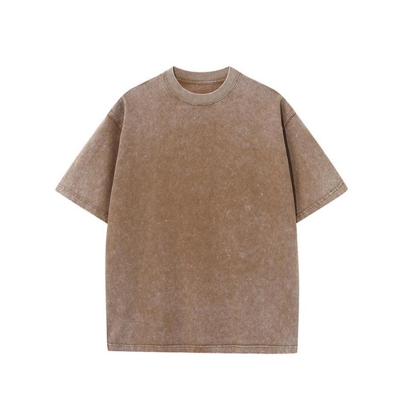 Herren Schweres Gewaschenes Vintage Lockeres Drop Shoulder Kurzarm T-Shirt