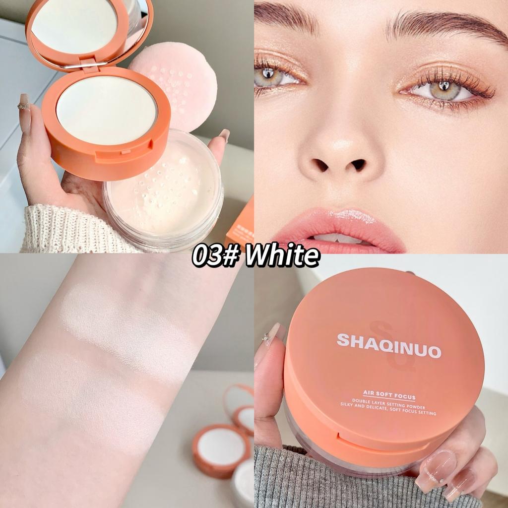 SHAQINUO Doppeleffekt Leicht und transparent Puderkompaktet Nachbesserungen, Abdeckstift, Konturierung, Schwellungen, Rouge, Aufhellung, hohe Deckkraft
