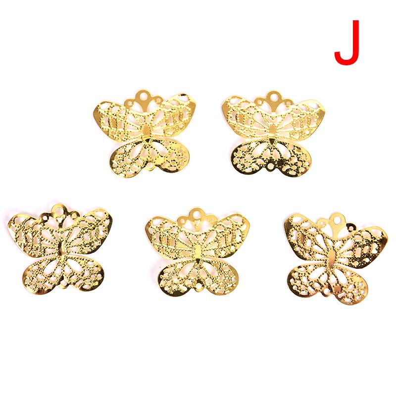 50Pcs/Set Gold Metal Filigree Hollow Butterfly Charms Craft Diy Jewelry Making