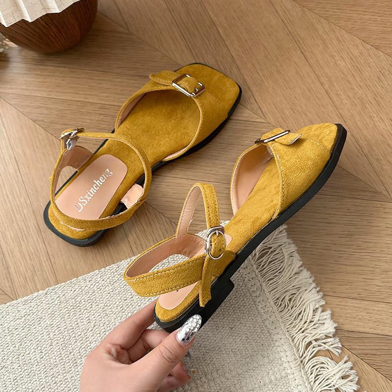 

Fashion Women s Sandals 2025 Summer Fashion Dress Sandals Female Beach Outdoor Sandals Vacation Buckle Flat Shoes Sandalias De Mujer 35 жёлтый