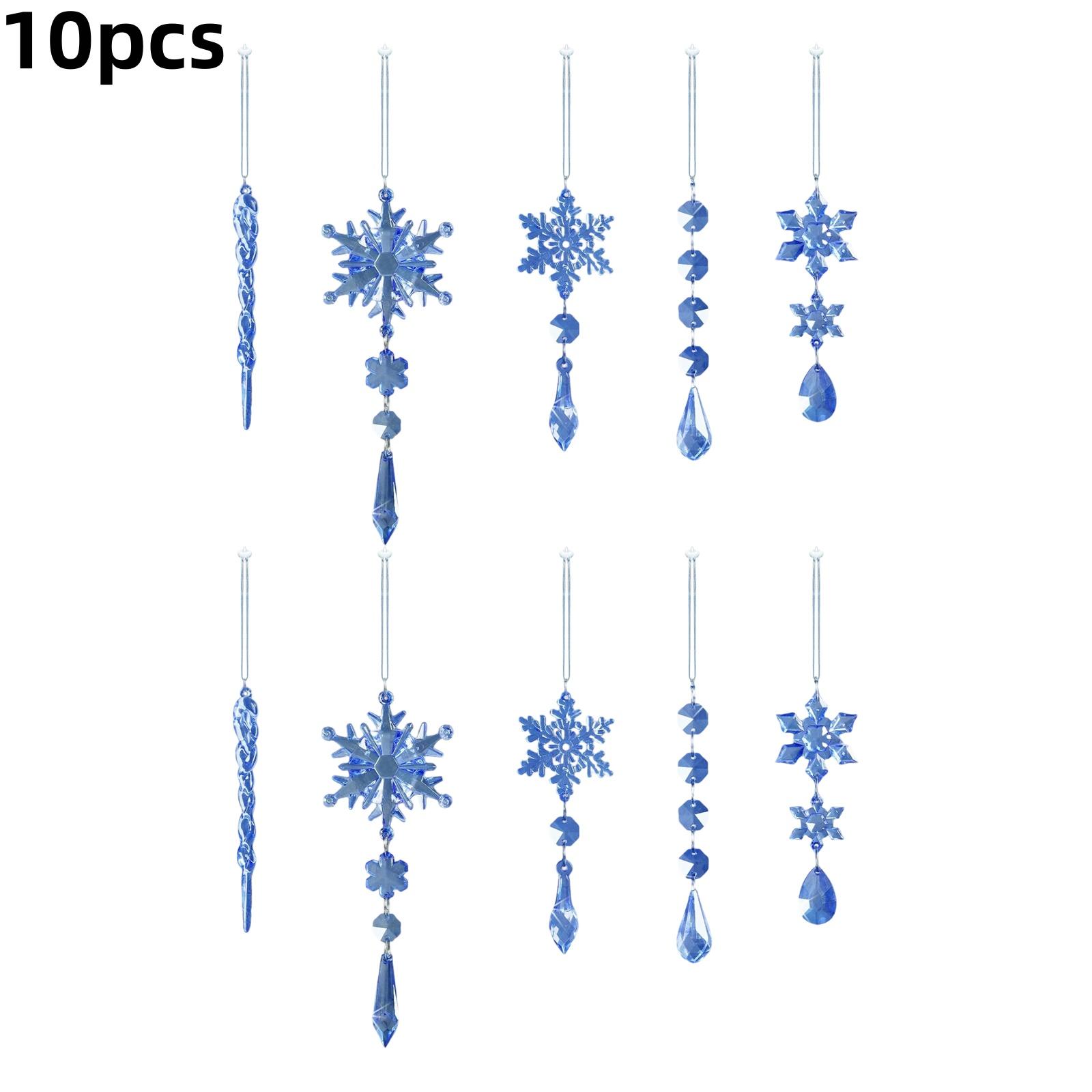 

10 шт. Рождественская снежинка и сосулька Акриловая прозрачная подвеска, Подвесное украшение для рождественской елки, Домашние акриловые украшения-снежинки One Size