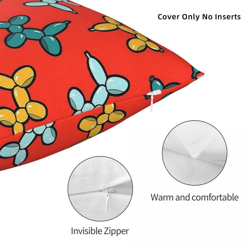 Balloon Animal Dogs Square Pillowcase Polyester Linen Velvet Pattern Zip Decor Pillow Case Car Cushion Case