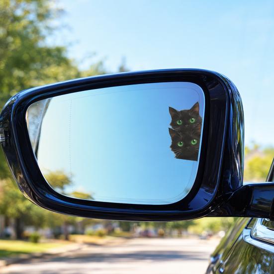 Yousheng Car Sticker, Waterproof PVC Self-adhesive No Trace Auto Decal, Black Cat Pattern Funny Sticker for Windows Mirrors Trunks Car