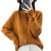 2024 Autumn/Winter Women's Thickened Pure Wool Embroidered Cardigan with Stand Collar and Zipper Closure