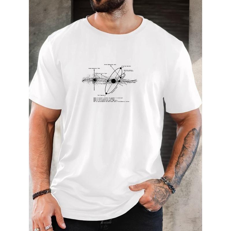 Men'S Summer Casual Short-Sleeve T-Shirt Featuring a Solar System Design