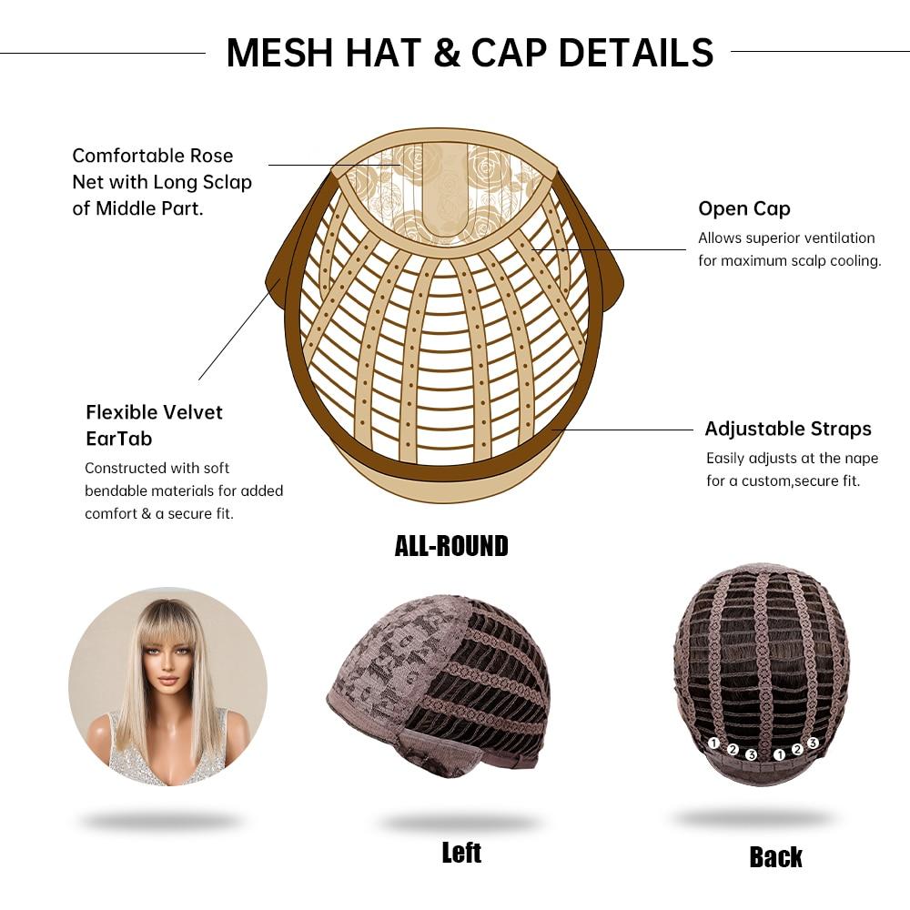 Blonde Silky Straight Synthetic Wigs with Bangs Medium Long Natural Platinum Wig for Women Cosplay Heat Resistant