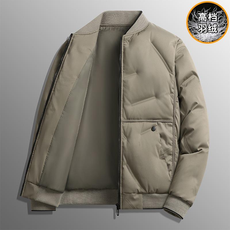 % Gray Duck Down Jacket Men's Winter Baseball Collar Thermal Casual Jacket Men's Cold-proof Down