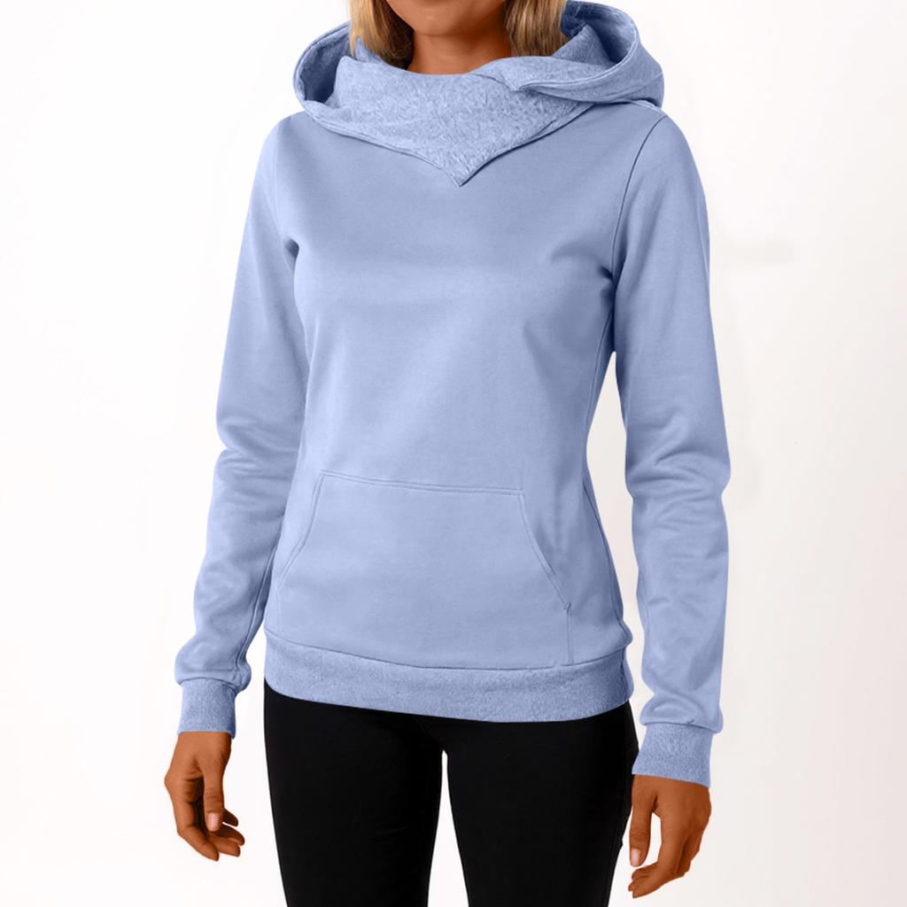 Women's Casual Fashion Sweatshirt Solid Color Hooded Sweatshirt