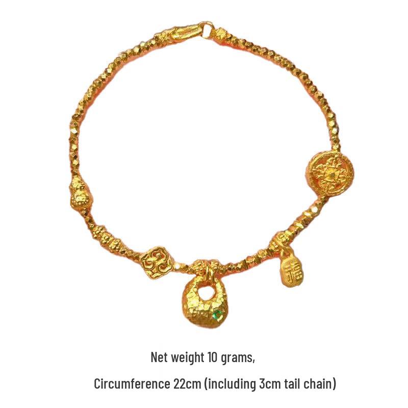 Gold Shop 999 Sand Gold Disco Bead Bracelet: Shiny Nugget & Lucky Charm for Girlfriend