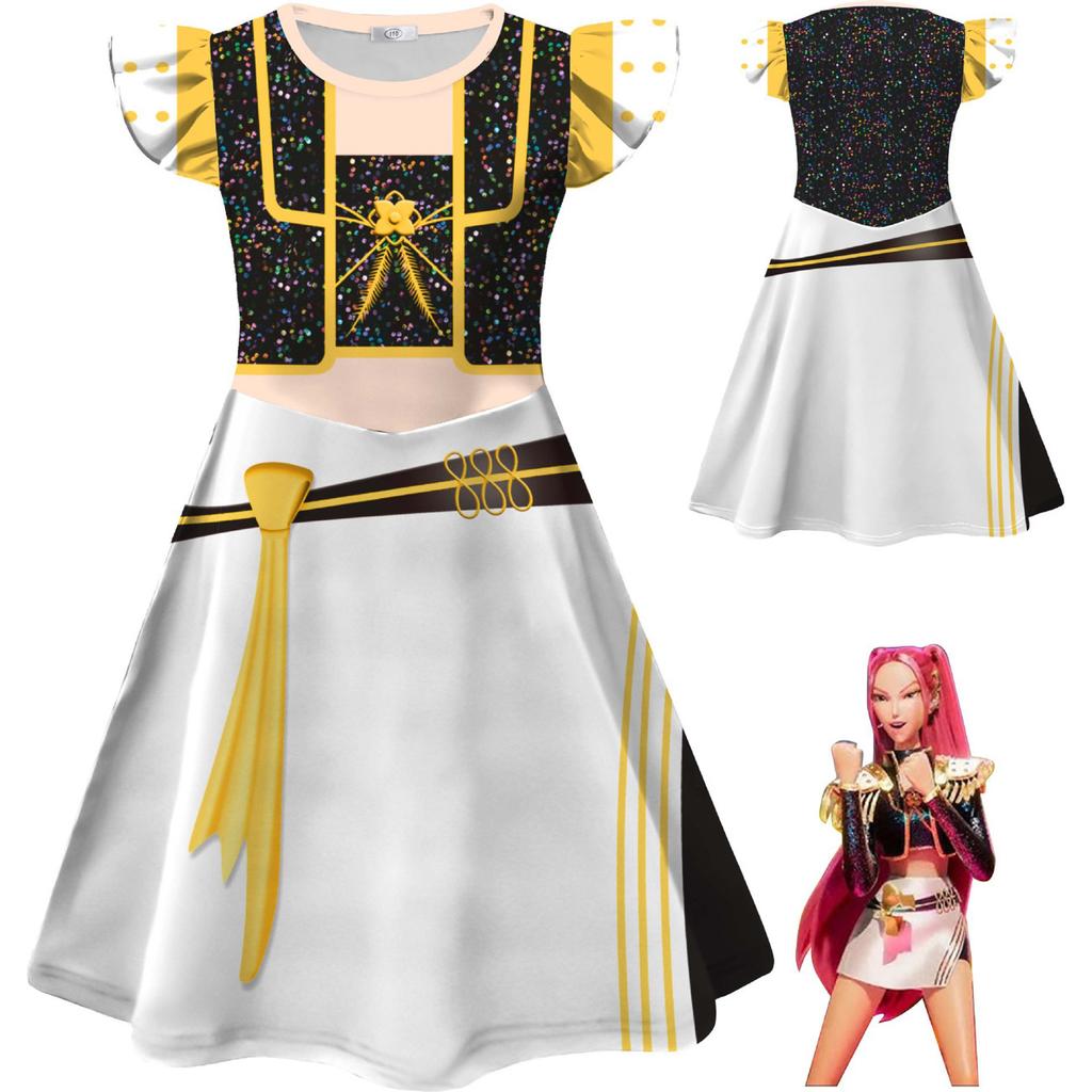 ! New girls flying sleeves milk silk dress