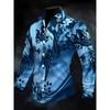 New Black Skeleton Mandala Floral Print Men's Long Sleeved Shirt with Dark Retro Style Slim Casual Shirt