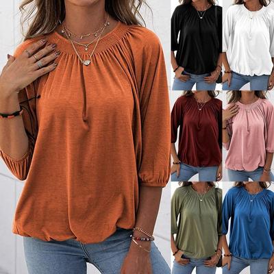 Spring Women's Crewneck Loose Type Seven-point Sleeve T-shirt