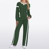 Women's Fashion Casual Long-Sleeve Solid Color Blocked Hoodie And Wide-Leg Pants Two-Piece Set