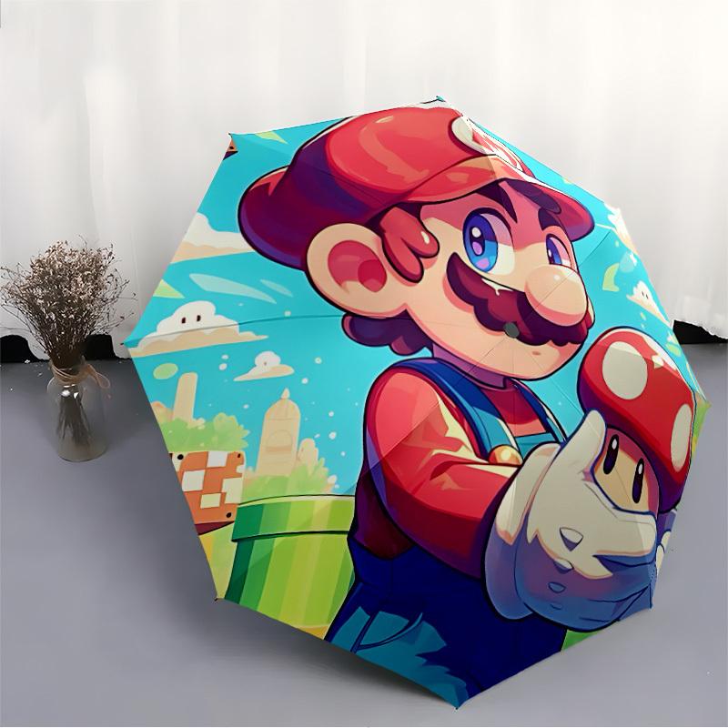 1pc Mario Automatic Open/Close Umbrella   Compact Travel Umbrella, 8 Rib Heavy Duty, Perfect for Women & Men    A0923170