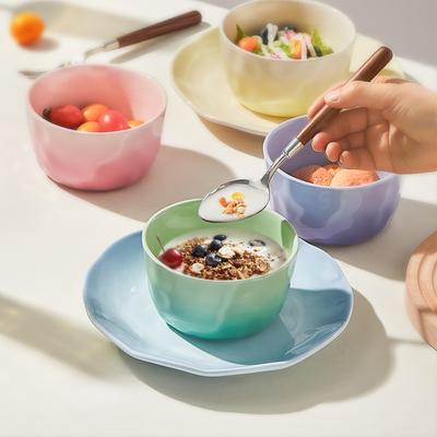 500ml Household Gradient Ceramic Bowl Cream Wind Underglaze Colour High Aesthetic Rice Bowls Children Adult New Dining Tableware