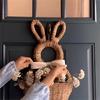 Easter Bunny Wall Hanging Woven Basket, Handmade Bunny Woven Plant Hanging Basket, Outdoor Bunny Wall Decorative Flower Basket