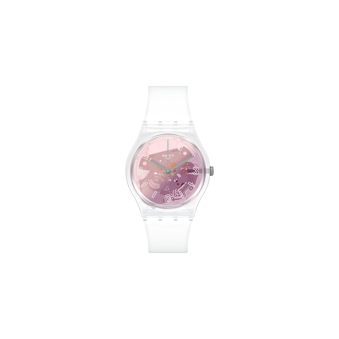 Swatch Quartz Movement 30 Meters Water Resistant Watch 34 Mm Hollow Dial Plastic Case Silicone Strap Women watches GE290 GE290
