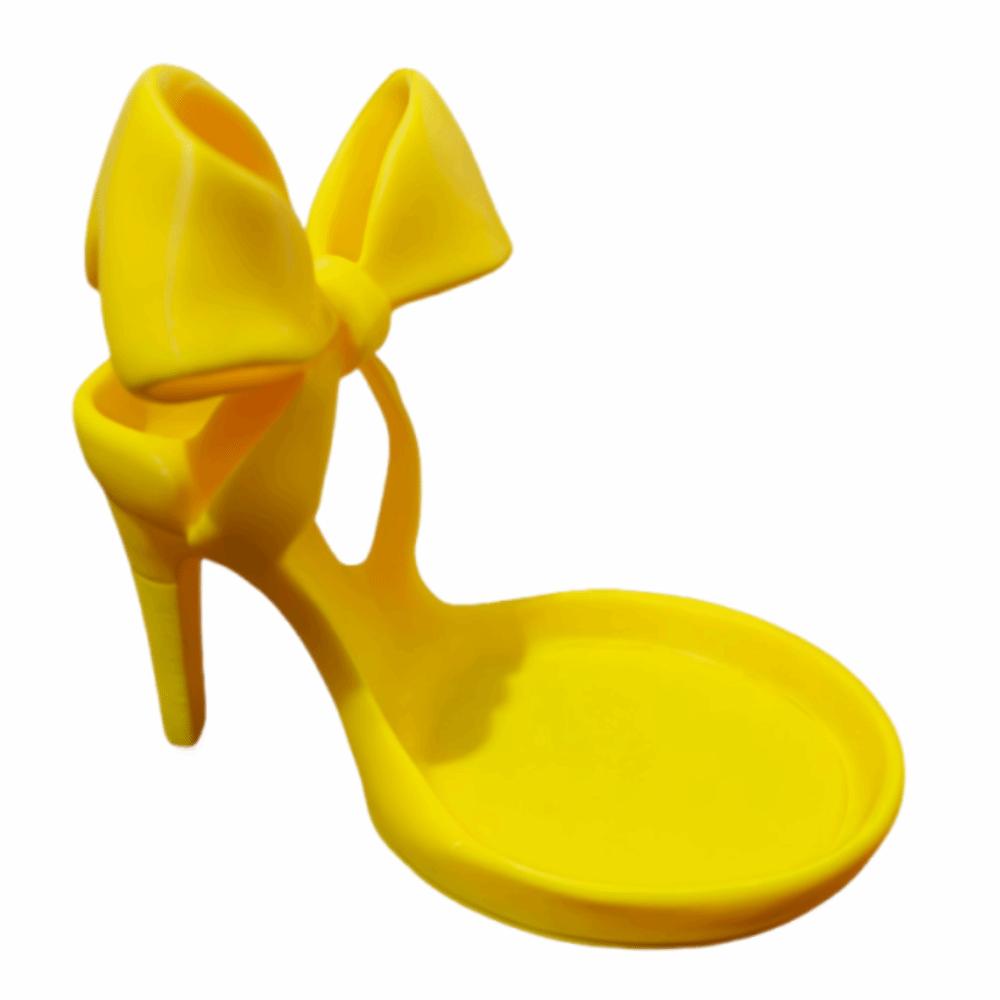 

Mini High Heel Jewelry Tray 3D Printed Mini Key Stand Shoe-shaped Ring Holder Photography Props жовтий