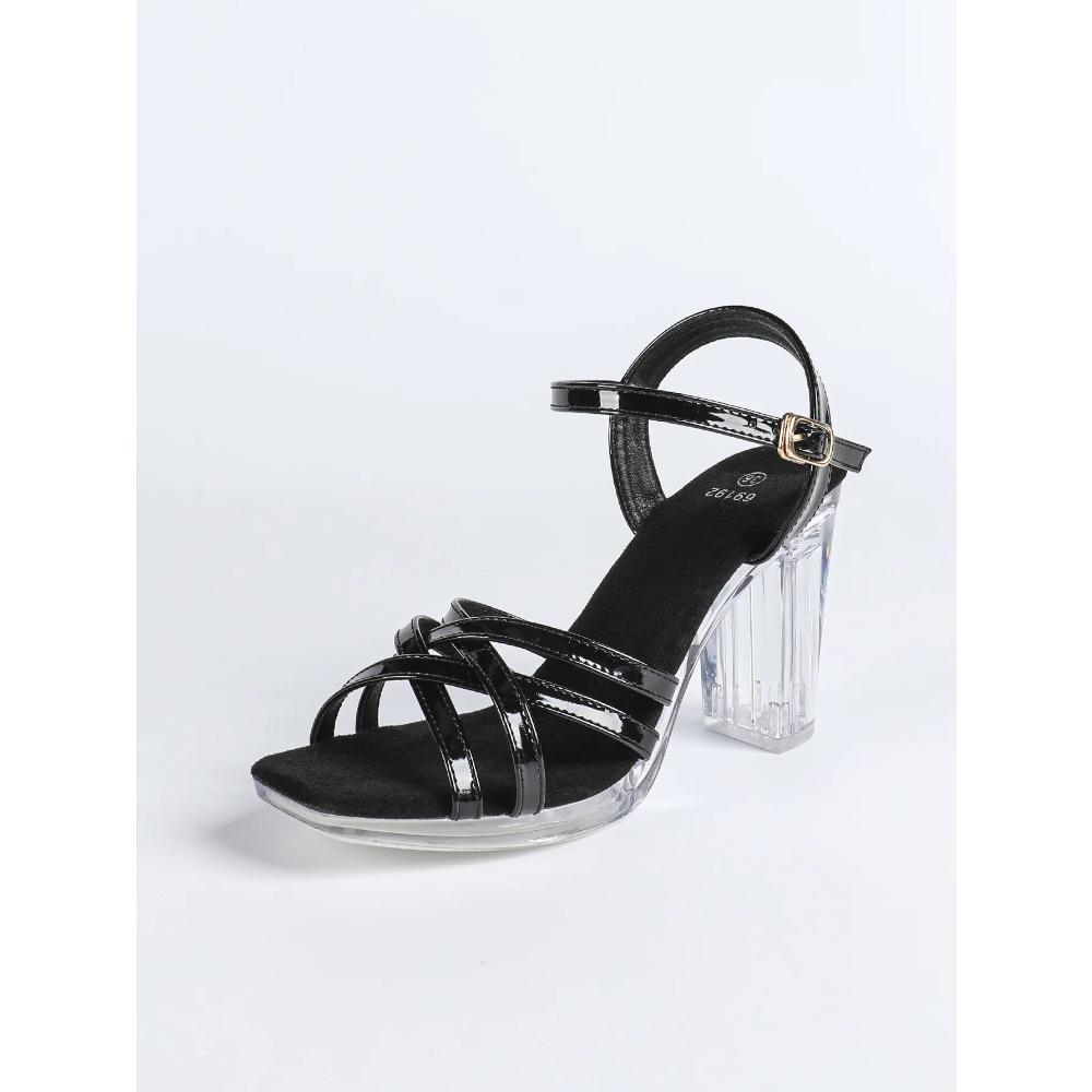 12Cm Clear Heel 2026 New High Heels Sandals Crystal, Popular Sexy Sandals Cross Strap Leopard Print 5 Colors LFD-69192-2