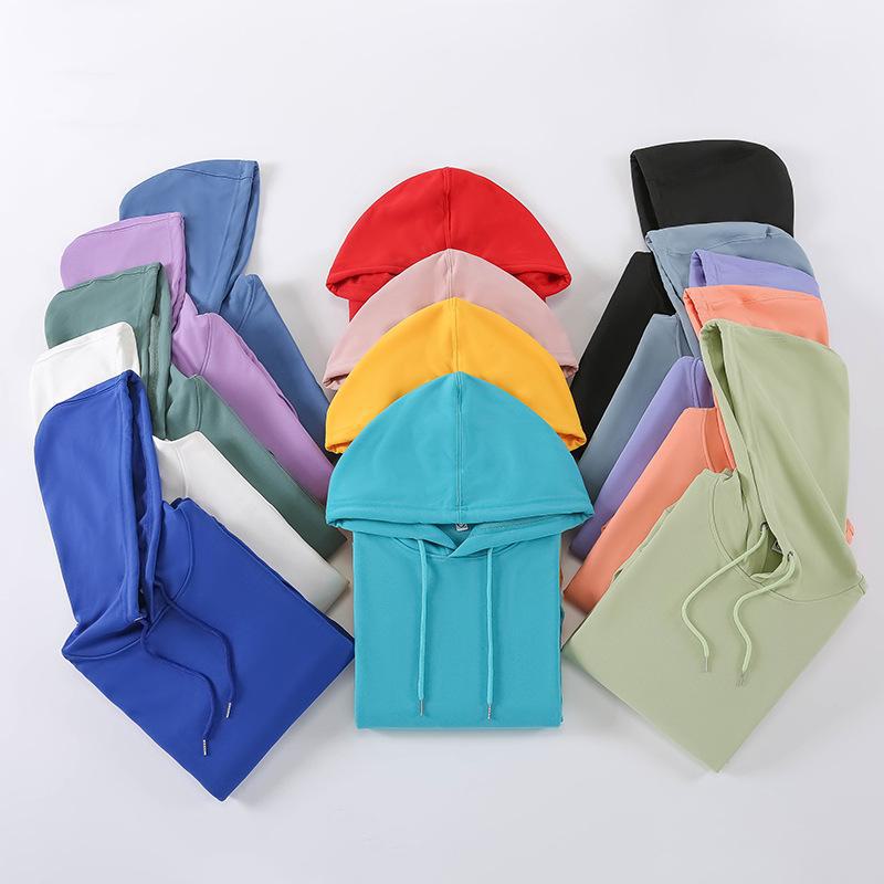 Unisex Thin Hooded Pullovers: Solid Color Sweatshirts, Sportswear, Group Apparel, Customizable with Logo for Spring and Autumn.